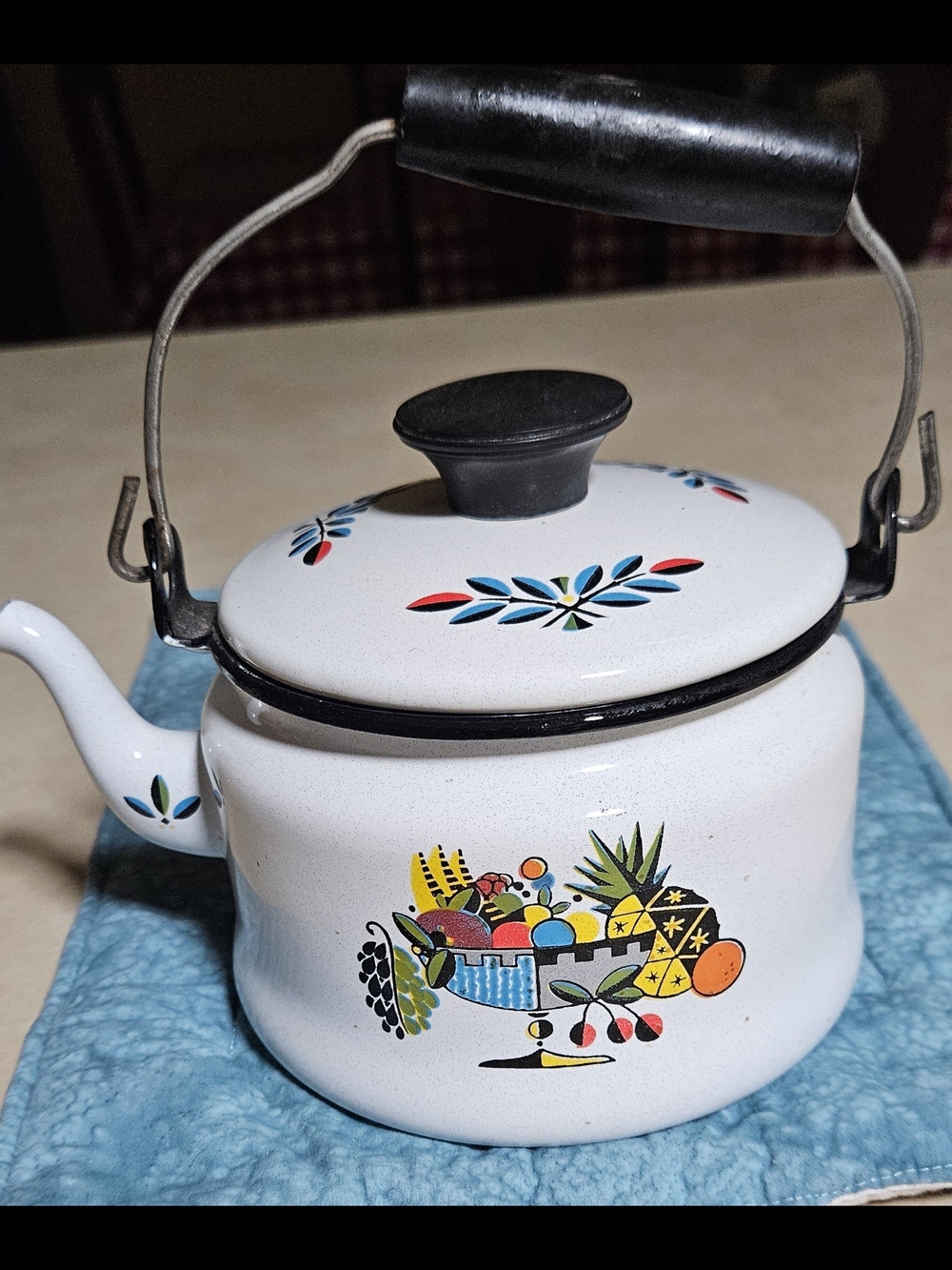 Vintage 1960's Berggren Scaninavian Enamel Teapot